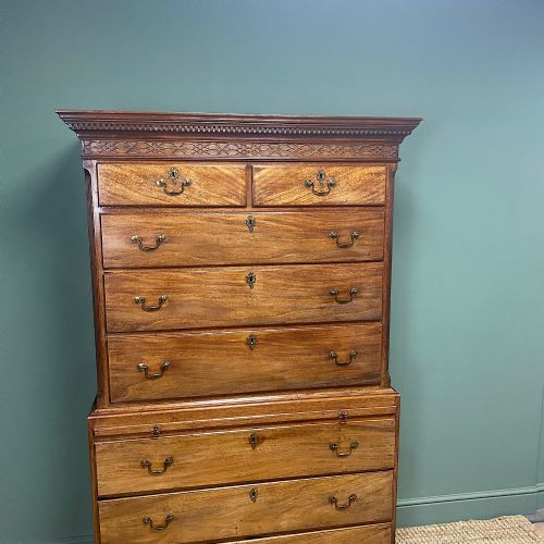 SPECTACULAR GEORGIAN FIGURED MAHOGANY ANTIQUE CHEST ON CHEST - ADDITIONAL PHOTO 6