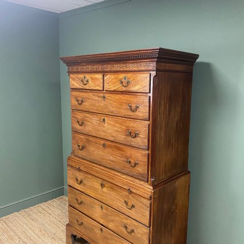 SPECTACULAR GEORGIAN FIGURED MAHOGANY ANTIQUE CHEST ON CHEST - ADDITIONAL PHOTO 8