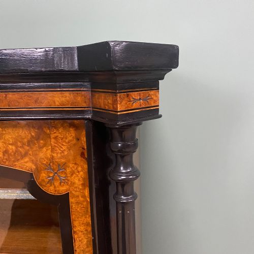SPECTACULAR BURR WALNUT VICTORIAN ANTIQUE MUSIC CABINET - ADDITIONAL PHOTO 2