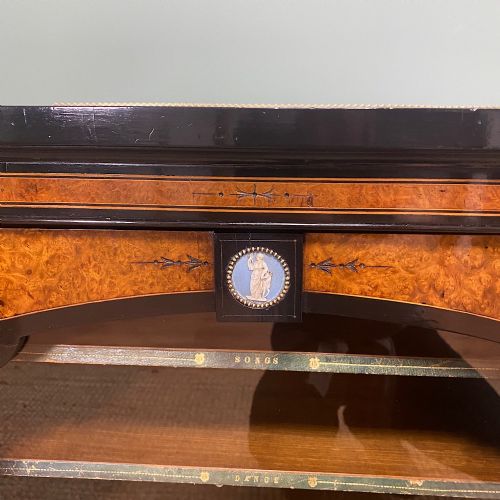SPECTACULAR BURR WALNUT VICTORIAN ANTIQUE MUSIC CABINET - ADDITIONAL PHOTO 4