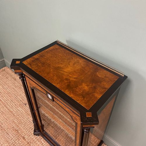 SPECTACULAR BURR WALNUT VICTORIAN ANTIQUE MUSIC CABINET - ADDITIONAL PHOTO 8
