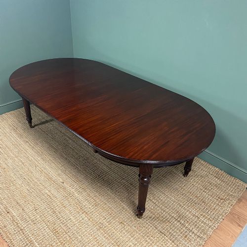 LARGE VICTORIAN FIGURED MAHOGANY ANTIQUE WIND OUT DINING TABLE - ADDITIONAL PHOTO 3