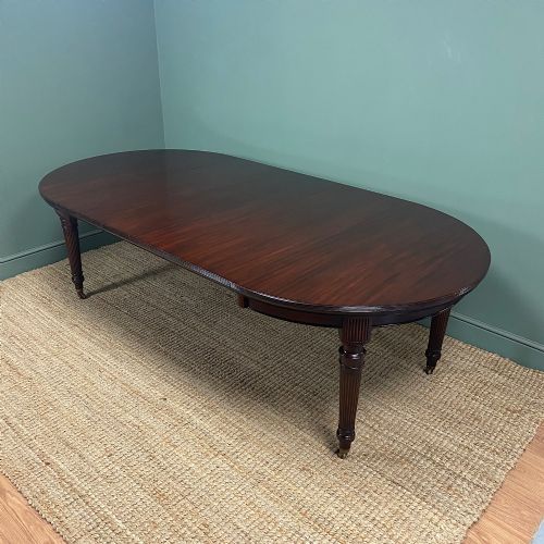 LARGE VICTORIAN FIGURED MAHOGANY ANTIQUE WIND OUT DINING TABLE - ADDITIONAL PHOTO 6