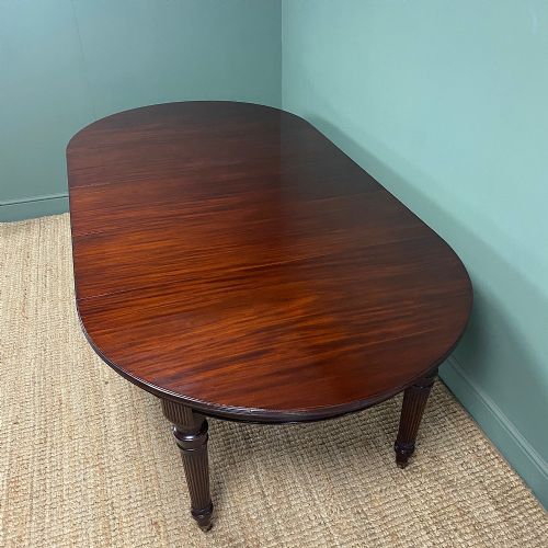 LARGE VICTORIAN FIGURED MAHOGANY ANTIQUE WIND OUT DINING TABLE - ADDITIONAL PHOTO 7