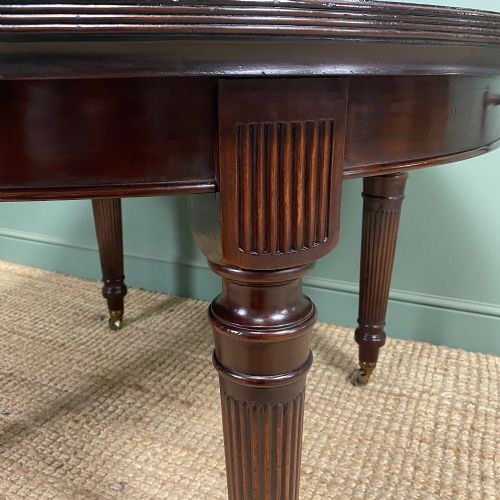 LARGE VICTORIAN FIGURED MAHOGANY ANTIQUE WIND OUT DINING TABLE - ADDITIONAL PHOTO 8
