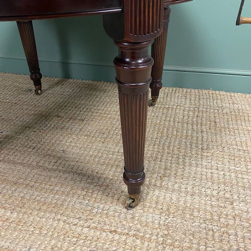 LARGE VICTORIAN FIGURED MAHOGANY ANTIQUE WIND OUT DINING TABLE - ADDITIONAL PHOTO 9