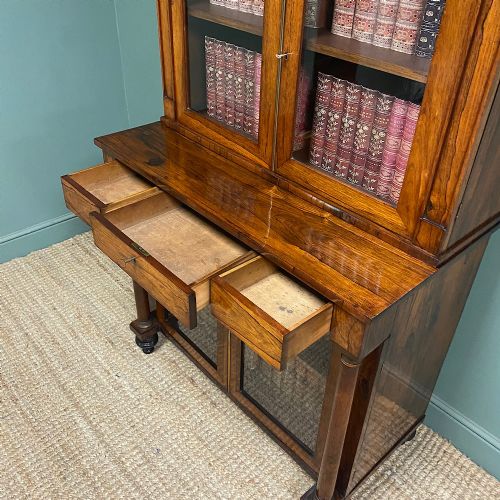 SUPERB QUALITY WILLIAM IV ROSEWOOD ANTIQUE BOOKCASE CABINET - ADDITIONAL PHOTO 1