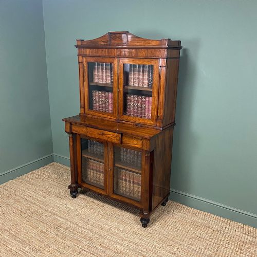 SUPERB QUALITY WILLIAM IV ROSEWOOD ANTIQUE BOOKCASE CABINET - ADDITIONAL PHOTO 6