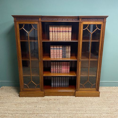 high quality edwardian figured mahogany antique display cabinet bookcase - CATEGORY: ANTIQUE BOOKCASES - DATED EDWARDIAN