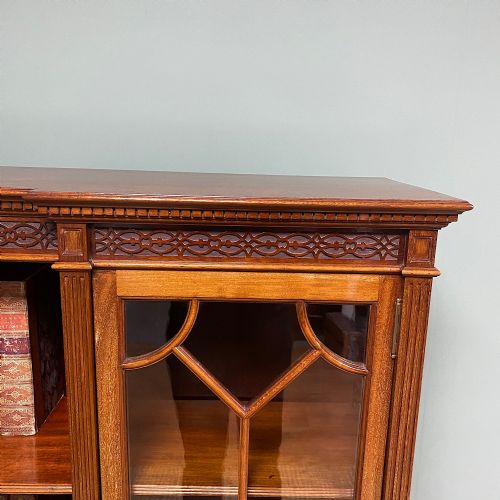 HIGH QUALITY EDWARDIAN FIGURED MAHOGANY ANTIQUE DISPLAY CABINET BOOKCASE - ADDITIONAL PHOTO 2