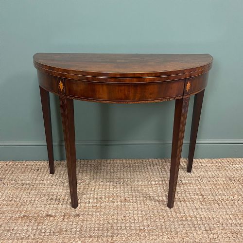 georgian mahogany demi lune tea table console table - CATEGORY: ANTIQUE TABLES - DATED GEORGIAN