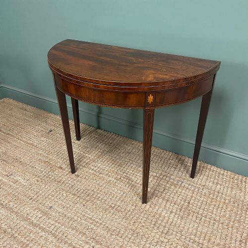 GEORGIAN MAHOGANY DEMI LUNE TEA TABLE CONSOLE TABLE - ADDITIONAL PHOTO 2