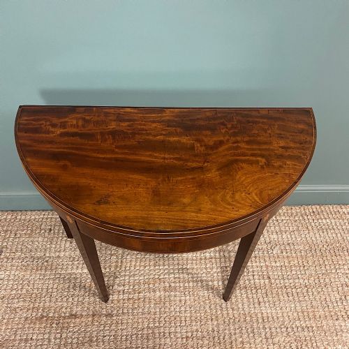 GEORGIAN MAHOGANY DEMI LUNE TEA TABLE CONSOLE TABLE - ADDITIONAL PHOTO 3