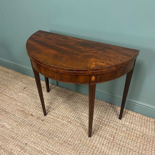 GEORGIAN MAHOGANY DEMI LUNE TEA TABLE CONSOLE TABLE - ADDITIONAL PHOTO 6