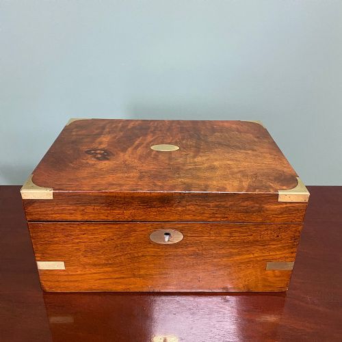 walnut and brass bound antique writing slope box - CATEGORY: ANTIQUE BOXES - DATED 19TH CENTURY