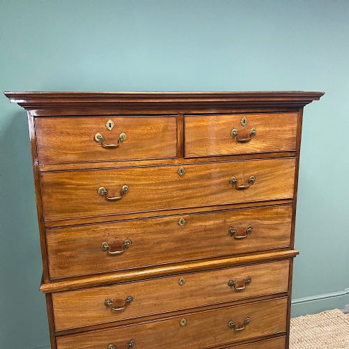 SUPERB QUALITY GEORGIAN MAHOGANY ANTIQUE CHEST ON CHEST - ADDITIONAL PHOTO 5