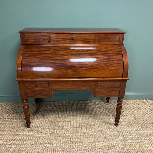 high quality victorian mahogany antique cylinder desk - CATEGORY: ANTIQUE DESKS - DATED VICTORIAN