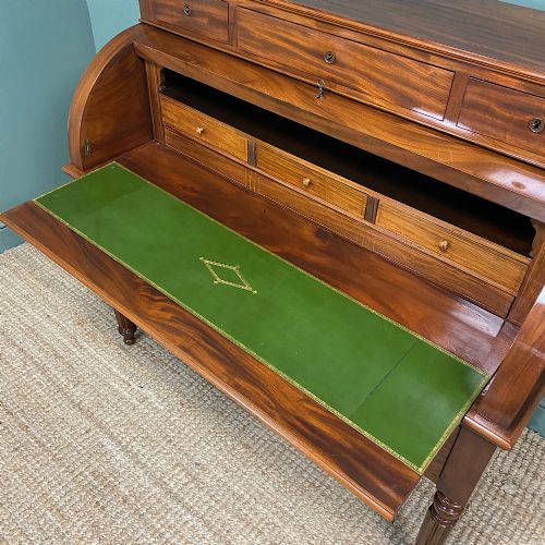 HIGH QUALITY VICTORIAN MAHOGANY ANTIQUE CYLINDER DESK - ADDITIONAL PHOTO 2