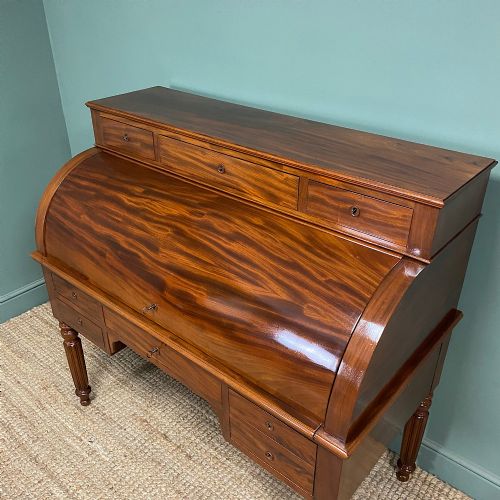 HIGH QUALITY VICTORIAN MAHOGANY ANTIQUE CYLINDER DESK - ADDITIONAL PHOTO 3