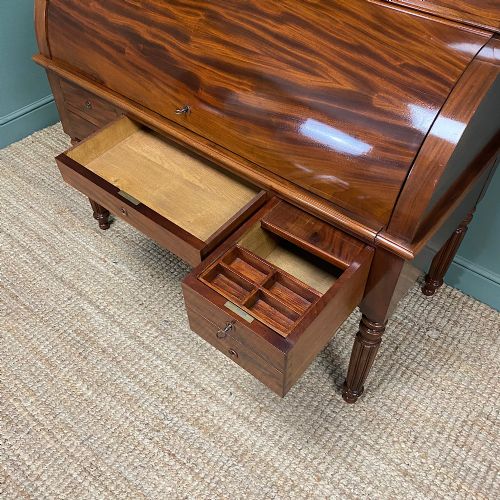 HIGH QUALITY VICTORIAN MAHOGANY ANTIQUE CYLINDER DESK - ADDITIONAL PHOTO 7