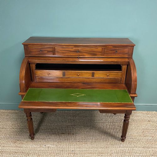 HIGH QUALITY VICTORIAN MAHOGANY ANTIQUE CYLINDER DESK - ADDITIONAL PHOTO 8