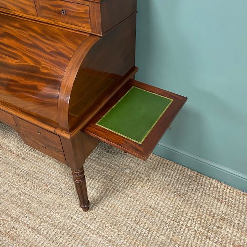 HIGH QUALITY VICTORIAN MAHOGANY ANTIQUE CYLINDER DESK - ADDITIONAL PHOTO 9