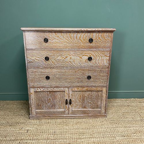 superb quality limed oak antique chest of drawers - CATEGORY: ANTIQUE CUPBOARDS - DATED EDWARDIAN