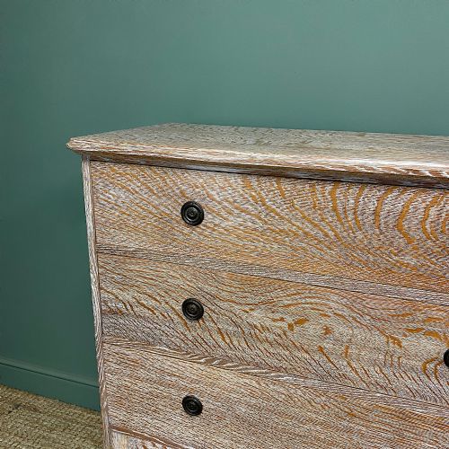 SUPERB QUALITY LIMED OAK ANTIQUE CHEST OF DRAWERS - ADDITIONAL PHOTO 2