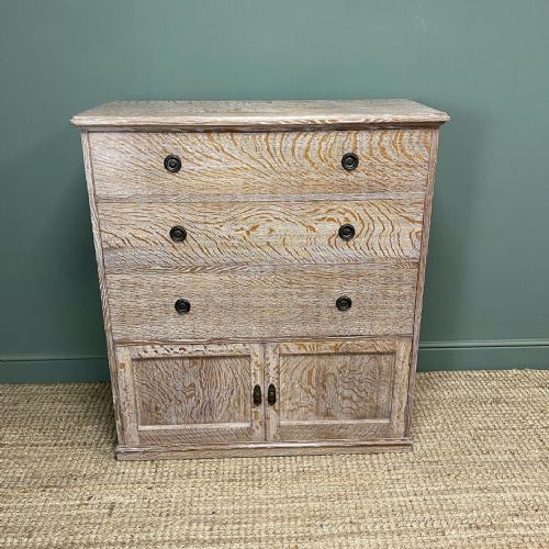 SUPERB QUALITY LIMED OAK ANTIQUE CHEST OF DRAWERS - ADDITIONAL PHOTO 4