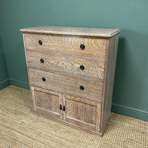 SUPERB QUALITY LIMED OAK ANTIQUE CHEST OF DRAWERS - ADDITIONAL PHOTO 5