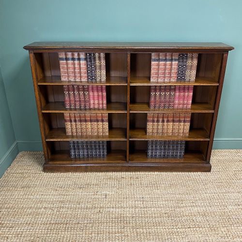 large antique oak double open bookcase - CATEGORY: ANTIQUE BOOKCASES - DATED VICTORIAN