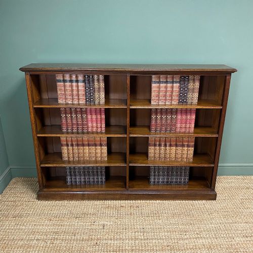 LARGE ANTIQUE OAK DOUBLE OPEN BOOKCASE - ADDITIONAL PHOTO 1