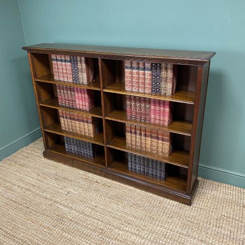 LARGE ANTIQUE OAK DOUBLE OPEN BOOKCASE - ADDITIONAL PHOTO 3
