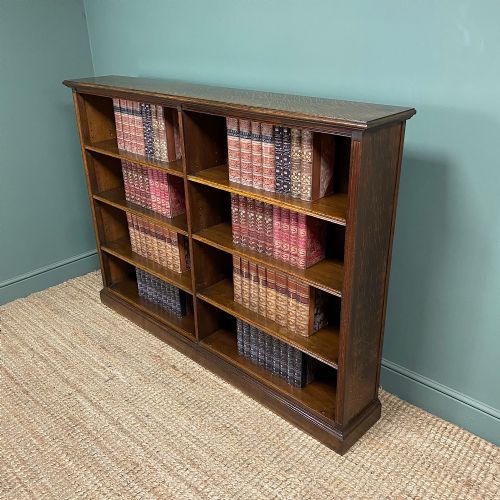 LARGE ANTIQUE OAK DOUBLE OPEN BOOKCASE - ADDITIONAL PHOTO 6