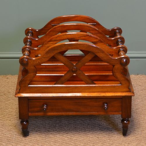 elegant victorian mahogany antique canterbury - CATEGORY: ANTIQUE FURNITURE - DATED VICTORIAN