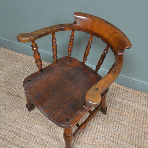 CHUNKY VICTORIAN ELM SMOKERS BOW ANTIQUE ARM CHAIR - ADDITIONAL PHOTO 4