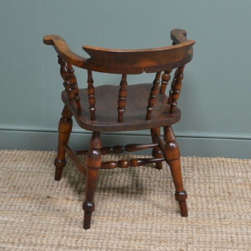 CHUNKY VICTORIAN ELM SMOKERS BOW ANTIQUE ARM CHAIR - ADDITIONAL PHOTO 6