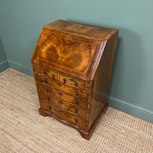 SPECTACULAR FEATHER BANDED FIGURED WALNUT ANTIQUE BUREAU - ADDITIONAL PHOTO 1