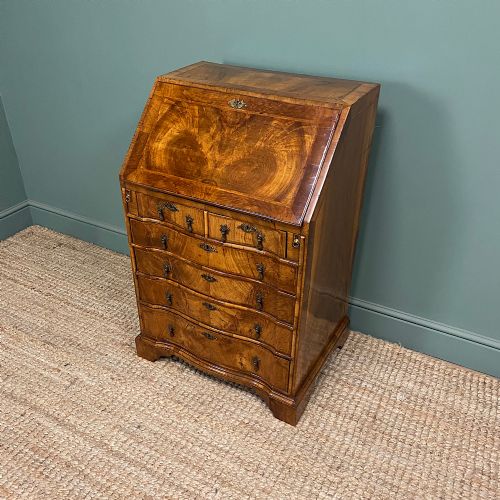 SPECTACULAR FEATHER BANDED FIGURED WALNUT ANTIQUE BUREAU - ADDITIONAL PHOTO 3