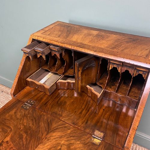 SPECTACULAR FEATHER BANDED FIGURED WALNUT ANTIQUE BUREAU - ADDITIONAL PHOTO 4