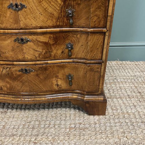SPECTACULAR FEATHER BANDED FIGURED WALNUT ANTIQUE BUREAU - ADDITIONAL PHOTO 6