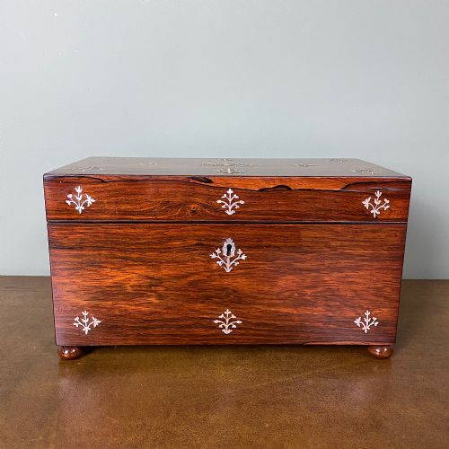 spectacular regency rosewood antique tea caddy - CATEGORY: ANTIQUE BOXES - DATED REGENCY