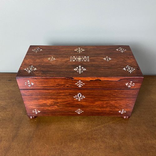 SPECTACULAR REGENCY ROSEWOOD ANTIQUE TEA CADDY - ADDITIONAL PHOTO 2