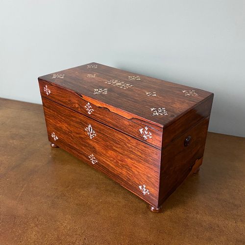 SPECTACULAR REGENCY ROSEWOOD ANTIQUE TEA CADDY - ADDITIONAL PHOTO 5