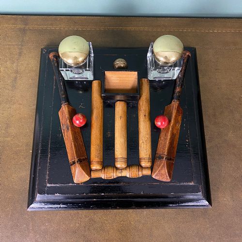 unusual cricket antique desk set - CATEGORY: ANTIQUE MISCELLANEOUS - DATED 1890