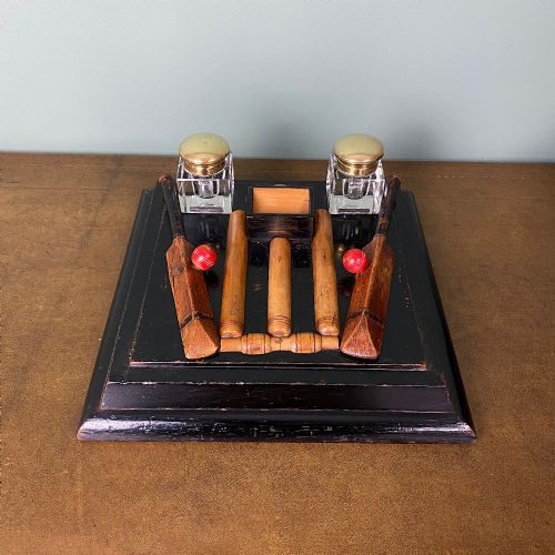UNUSUAL CRICKET ANTIQUE DESK SET - ADDITIONAL PHOTO 2