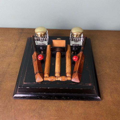 UNUSUAL CRICKET ANTIQUE DESK SET - ADDITIONAL PHOTO 3