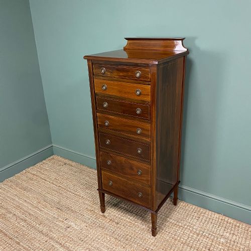 QUALITY TALL SLIM ANTIQUE CHEST OF DRAWERS - ADDITIONAL PHOTO 2