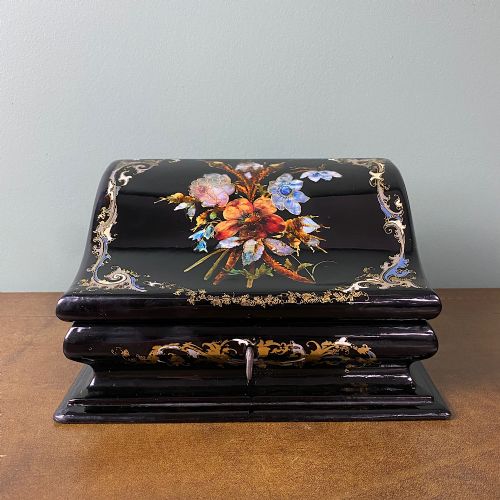 spectacular inlaid victorian antique stationary box - CATEGORY: ANTIQUE BOXES - DATED VICTORIAN