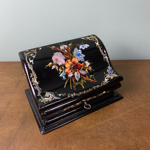 SPECTACULAR INLAID VICTORIAN ANTIQUE STATIONARY BOX - ADDITIONAL PHOTO 1